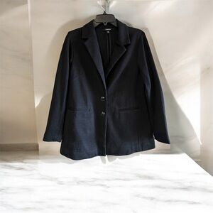 Torrid Blazer Black Long Line Knit Two Button Notched Lapel Size 00 10/12